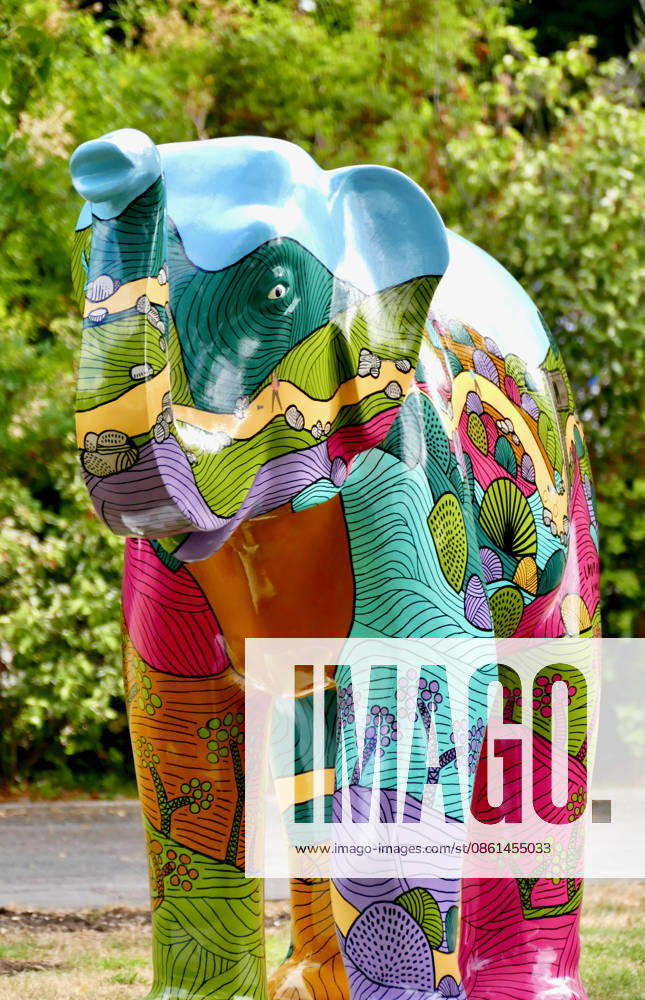 Trunks Across The Thames Stroll Through The Goat Park a tribute to Windsor Great Park by Laurie King. Trunks across the Thames is Thames Hospices very first art trail which will see businesses, schools, community groups and artists unite to create a free, fun, family-friendly trail of discovery for the local community to explore and enjoy. The majestic herd will be marching between 13th July to 13th September 2026! The herd of individually designed magnificent elephant sculptures will bring vibrancy, colour and creative artistry, transforming the streets, parks and open spaces of Slough, Eton and Windsor into a glorious open-air gallery., Credit:Geoffrey Swaine Geoff Swaine - B4563 Avalon UK, Berkshire, Windsor