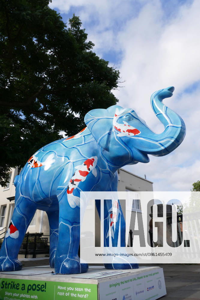 Trunks Across The Thames Swimming trunks on Eton Bridge by Ben Kavanagh. Trunks across the Thames is Thames Hospices very first art trail which will see businesses, schools, community groups and artists unite to create a free, fun, family-friendly trail of discovery for the local community to explore and enjoy. The majestic herd will be marching between 13th July to 13th September 2026! The herd of individually designed magnificent elephant sculptures will bring vibrancy, colour and creative artistry, transforming the streets, parks and open spaces of Slough, Eton and Windsor into a glorious open-air gallery., Credit:Geoffrey Swaine Geoff Swaine - B4563 Avalon UK, Berkshire, Windsor