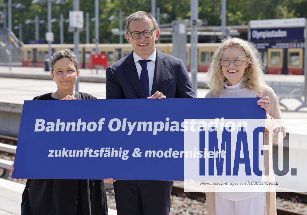 Claudia Elif Stutz, State Secretary at the Federal Ministry of Transportation; Dr. Philipp Julius Siegfried Nagl, CEO of DB InfraGO AG; Ute Bonde, Senator for Mobility, Transportation, Climate Protection, and the Environment, Germany; Berlin, Speech by State Secretary Stutz of the Federal Ministry of Transport at the inauguration ceremony for the sustainable Berlin Olympiastadion train station