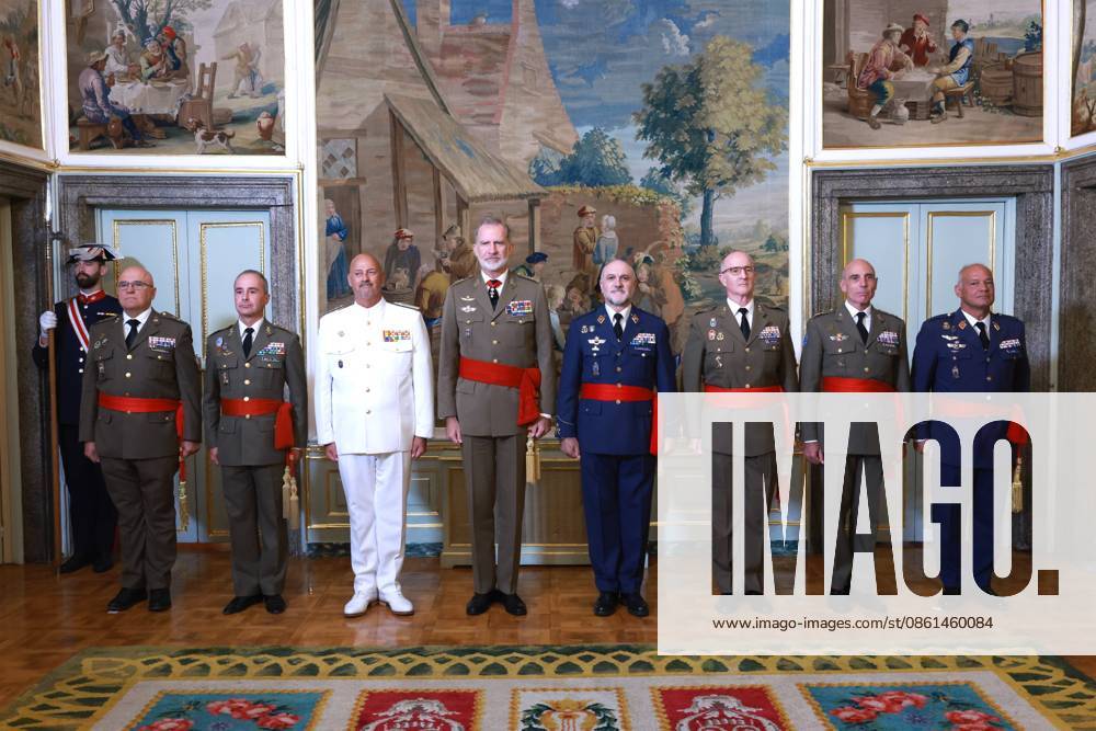 King Felipe during an audience with Grupo de Generales de Division, Grupo de Coroneles y Capitanes de Navio in Madrid. Â