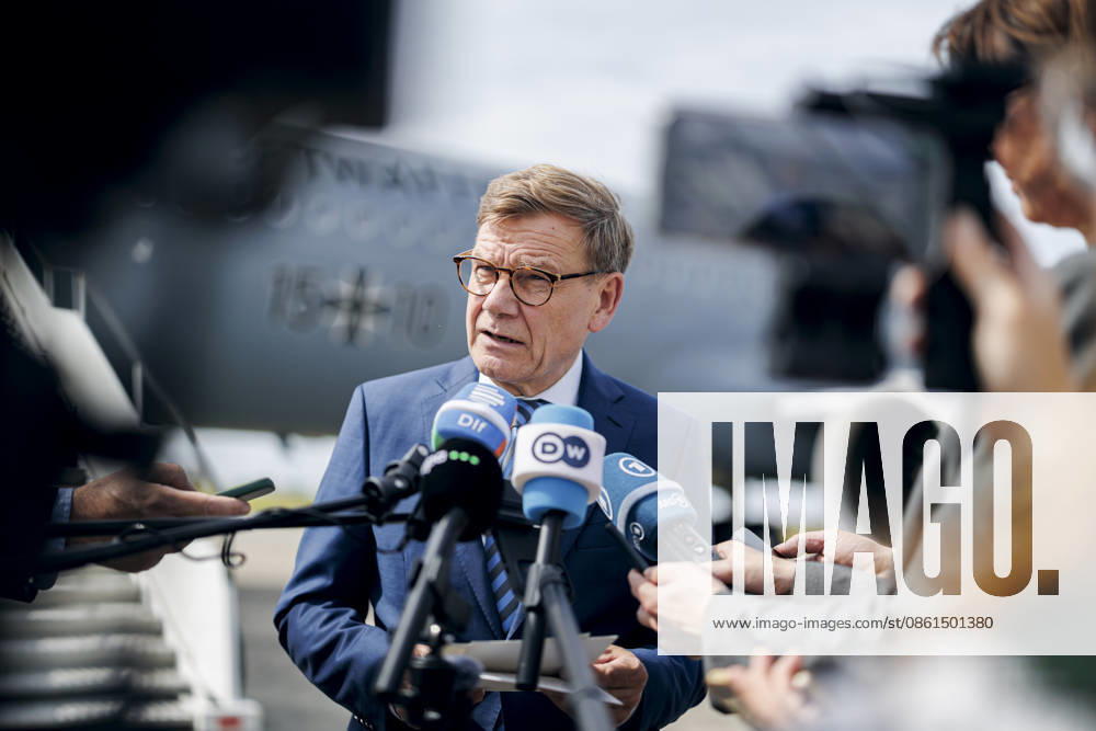 Johann Wadephul (CDU), Federal Minister of Foreign Affairs, delivers a press statement at the Brussels Airport before his departure for Norway. Brussels, July 13, 2026. Photographed on behalf of the Federal Foreign Office, Brussels, Belgium.