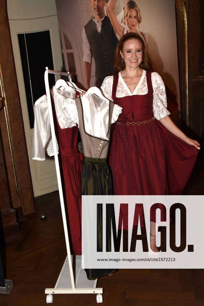 Barbara Meier, Model, Munich, July 14, 2026, Silbersaal at the Deutsches Theater: Presentation of this year s Oktoberfest. Barbara Meier presents her sustainable dirndl collection, Angermaier X Greenline by Barbara Meier. Photo: Munich