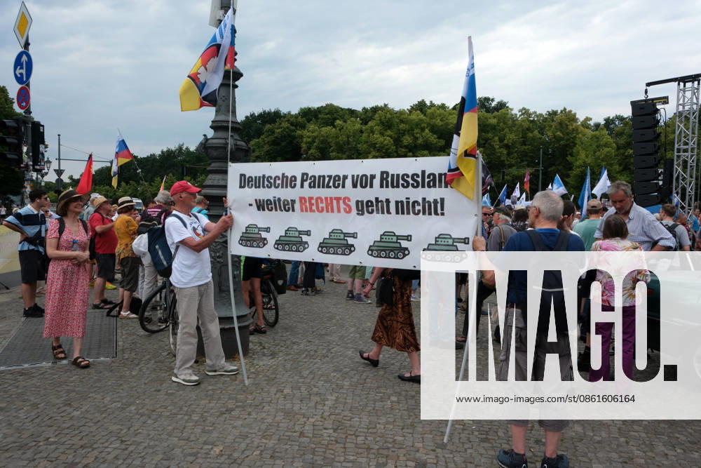 Russia Is Not Our Enemy Peace Rally featuring speeches by Sevim Dagdelen, Eugen Drewermann, Justus Frantz, Gabriele Gysi, and others at the Brandenburg Gate, on 18 March Square