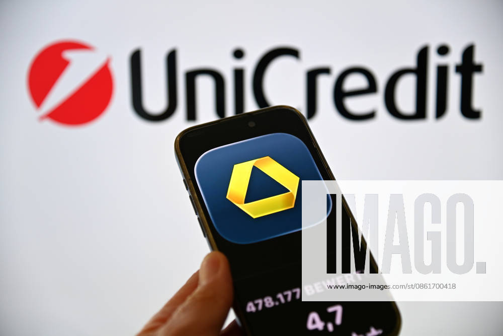 Unicredit’s takeover of Commerzbank is virtually unstoppable. Since making its initial investment two years ago, the major Italian bank has steadily increased its stake and now controls nearly 50 percent of Germany’s second-largest private bank. The UniCredit app on a smartphone in front of the UniCredit logo. The bank is expanding its dig