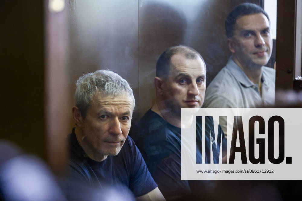 RUSSIA, MOSCOW - JULY 15, 2026: Vadim Moshkovich, founder of Rusagro, one of the largest Russian agricultural producers, Sergei Ivanov, former Vice Governor of the Tambov Region, and Maxim Basov (L-R), former Rusagro CEO, attend a hearing into their large-scale fraud case at the Zamoskvoretsky District Court. Artyom Geodakyan TASS 95071368