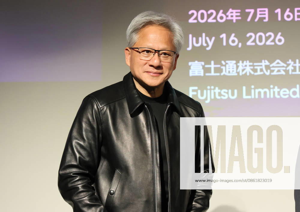 Tokyo, Japan - American AI chip maker Nvidia founfer and CEO Jensen Huang arrives at a press conference as Japanese three robotics companies, Fanuc, Yaskawa Electric and Kawasaki Heavy Industries begin business collaboration with Nvidia and computer giant Fujitsu in the field of the physical AI in Tokyo on Thursday, July 16, 2026. (photo by Yoshio Tsunoda AFLO) aflo_338196807