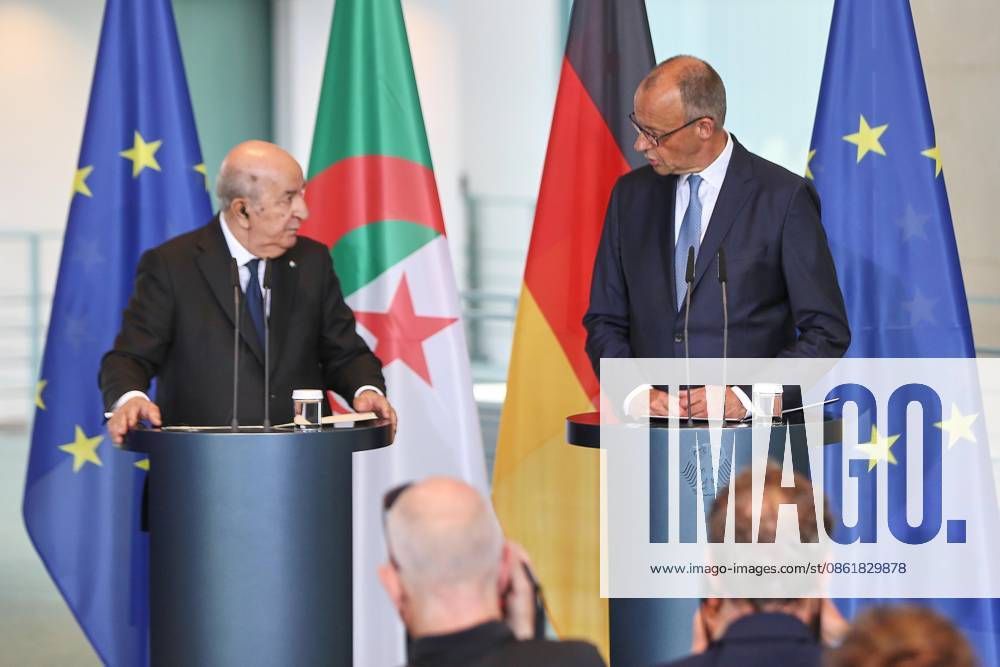 Berlin, Germany, July 16, 2026; Federal Chancellery: Reception for the President of Algeria; President of Algeria Abdelmadjid Tebboune and Federal Chancellor Friedrich Merz (CDU) issue a press statement