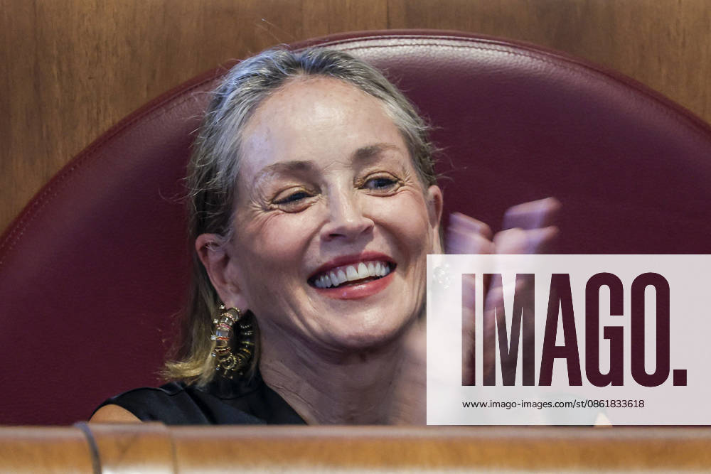 Actress Sharon Stone at the Capitoline Hill, Aula Giulio Cesare, during the final day of the Global Nobel Laureates Assembly on Artificial Intelligence and Nuclear War, Rome, 16 07 2026 Rome ITALY - ZUMAa289 20260716_zia_a289_067