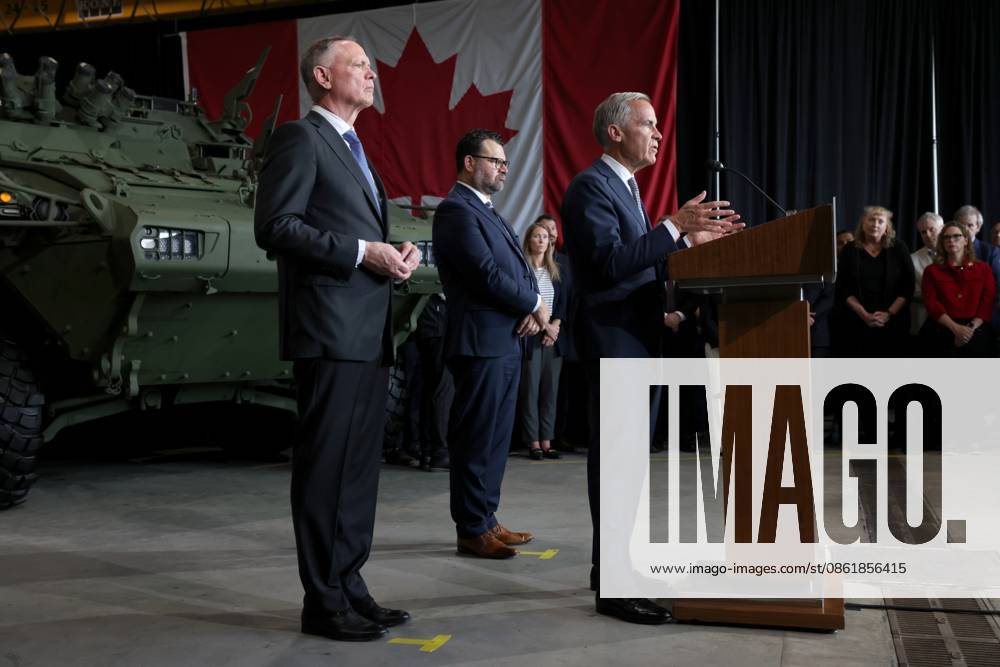 Prime Minister Mark Carney speaks during a visit to General Dynamics in London, Ont., on Thursday, July 16, 2026. London Canada - ZUMAc35_ 20260716_zaf_c35_041