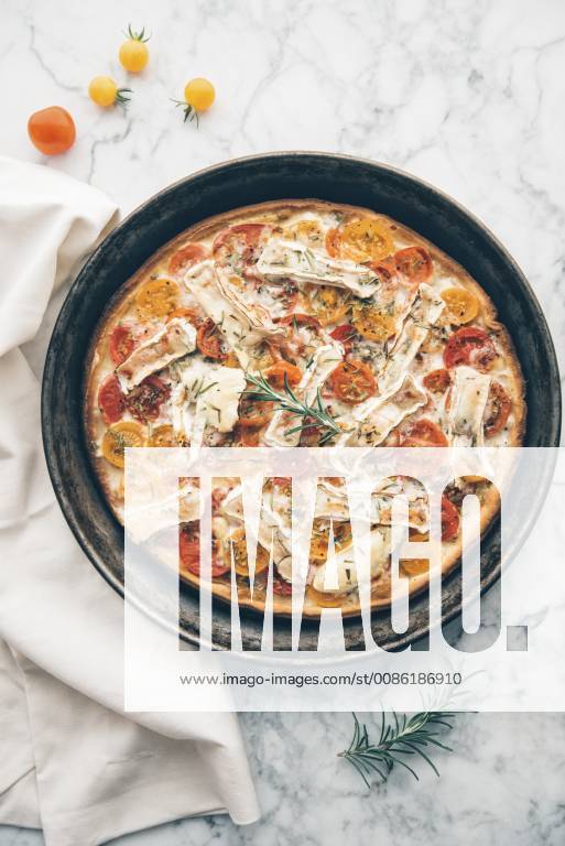 Tomato tart with goat cheese camembert, mustard and rosemary IPF00411