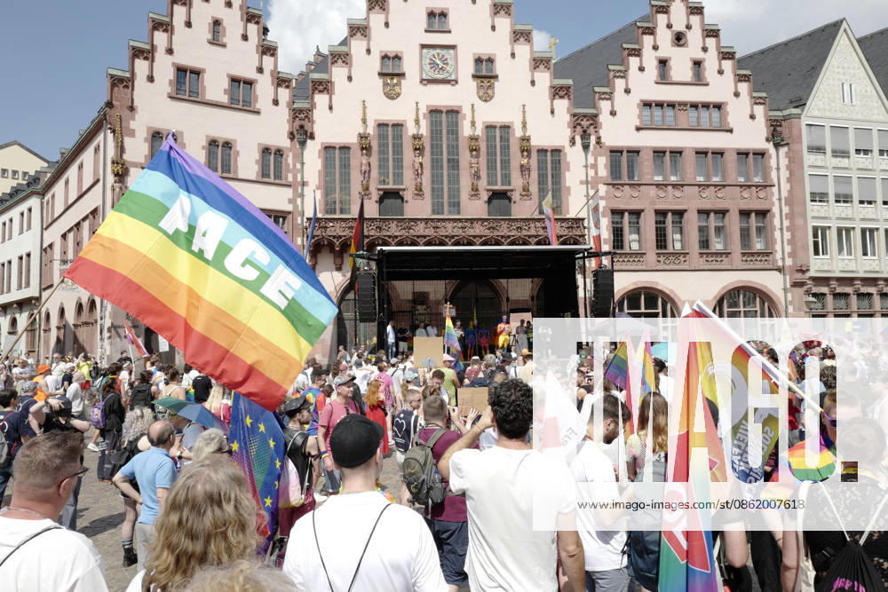 CSD Frankfurt, July 18, 2026: Rally and march starting at the Römer and proceeding through downtown Frankfurt under the slogan Democracy Needs No Alternative —Frankfurt am Main, Hesse, Germany