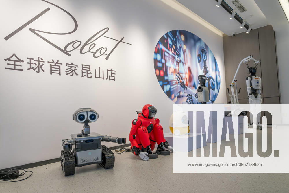 General view of a robot 6S store on its opening day on July 19, 2026 in Kunshan, Jiangsu Province of China. The store offers integrated sales, spare parts, after-sales service, feedback, leasing, and customization services while serving as a hub for humanoid robots, drones, training, and industry incubation.