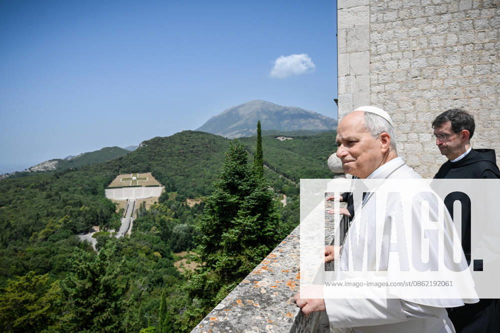 ITALY - POPE LEO XIV VISITING THE MONTECASSINO ABBEY IN CASSINO - 2026 7 20 Italy, MonteCassino , Vatican, 2026 7 20 Pope Leo XIV visiting the Montecassino Abbey in Cassino. - NO BOOKS