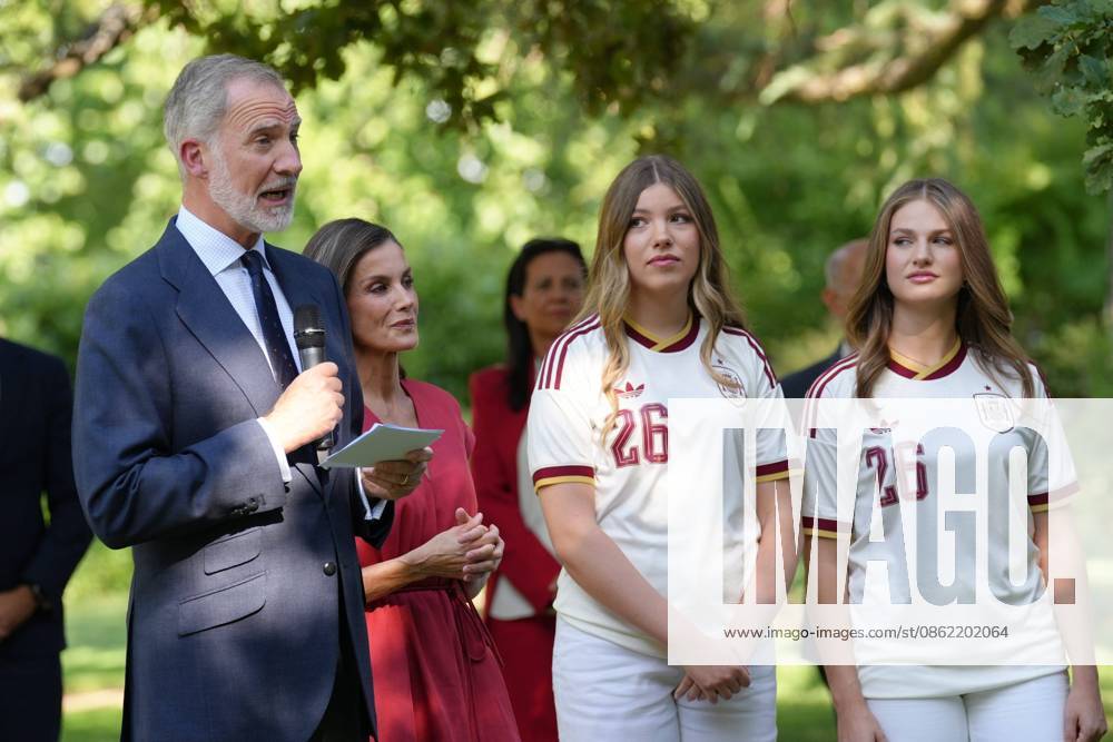 King Felipe VI, Queen Letizia, Princess Leonor and Princess Infanta Sofia at royal reception to honour the Spain Soccer team after their victory in the World Cup USA and Mexico 2026 in Madrid on Modany, 20 July 2026 Cordon Press