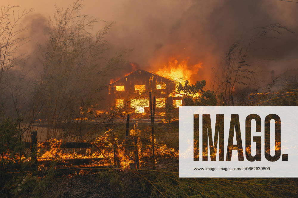 Wildfires in France - Le Porge Firefighters are trying to extinguish fires ravaging homes in Le Porge, in southwestern France, on July 24, 2026, as part of the effort to combat wildfires. A particularly fierce wildfire has burned more than 12,000 hectares since July 22, 2026, near the Arcachon Basin (Gironde), where thousands of residents and tourists have been evacuated from this part of the Landes de Gascogne forest, which was already devastated by flames in 2022. Photo by Clement Viala Infobassin.com ABACAPRESS.COM Le Porge France