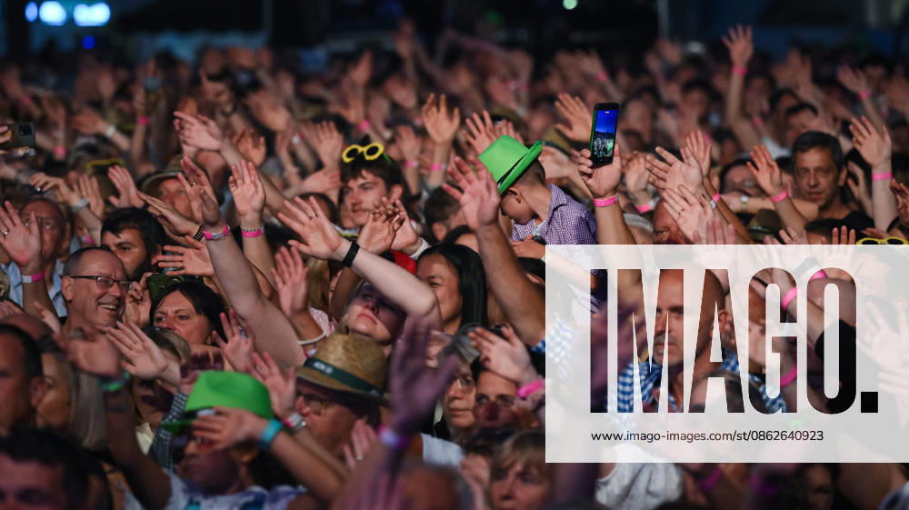 Freudenstadt, July 24, 2026: Black Forest Air Open Air Festival on the market square; headliner DJ Oetzi with his band; spectators and fans liven up the atmosphere