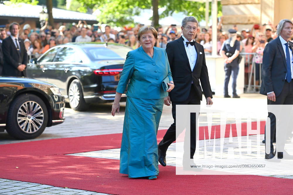 Angela MERKEL and her husband Joachim SAUER, opening of the 2026 Bayreuth Richard Wagner Festival, red carpet on July 25, 2026, at the Green Hill,
