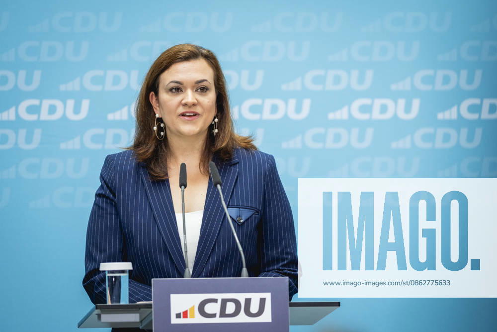 Franziska Hoppermann, the new secretary general of the CDU, speaks to the media in Berlin, July 27, 2026, Berlin, Germany