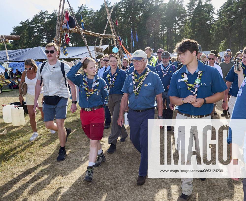 King Carl XVI Gustaf scout, and visit scout camp 2026-07-31 KRISTIANSTAD SWEDEN , King Carl XVI Gustaf are visiting the Jamboree 26 scout camp in Kristianstad in south Sweden., The King has been a scout himself since childhood., PICTURE: King Carl XV Gustaf visit scout camp., PHOTO:hbg-bild mega. 31 Jul 2026 Pictured: King Carl XVI Gustaf of Sweden visit scoutcamp in south Sweden.