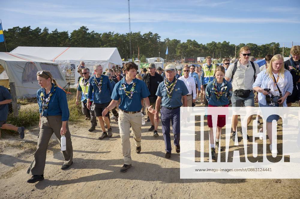 King Carl XVI Gustaf scout, and visit scout camp 2026-07-31 KRISTIANSTAD SWEDEN , King Carl XVI Gustaf are visiting the Jamboree 26 scout camp in Kristianstad in south Sweden., The King has been a scout himself since childhood., PICTURE: King Carl XV Gustaf visit scout camp., PHOTO:hbg-bild mega. 31 Jul 2026 Pictured: King Carl XVI Gustaf of Sweden visit scoutcamp in south Sweden.