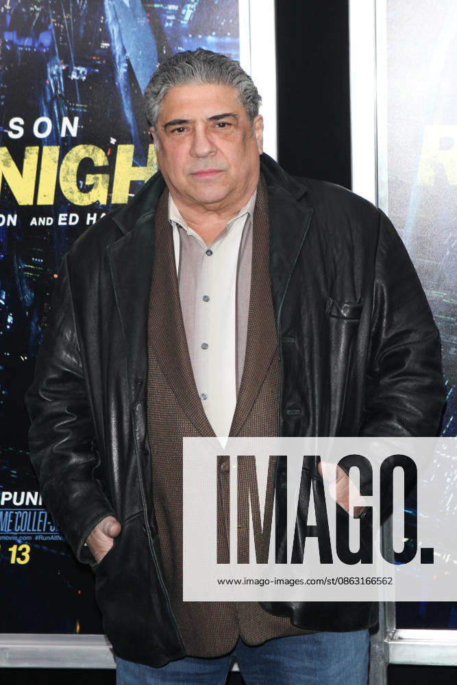 **FILE PHOTO** Vincent Pastore Has Passed Away. NEW YORK - MARCH 9: Vincent Pastore at the World Premiere of Run All Night at AMC Lincoln Squar in New York City on March 9, 2015.