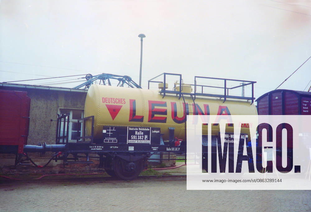 Leuna, GDR, ca. 1990, railcar with the inscription Leuna