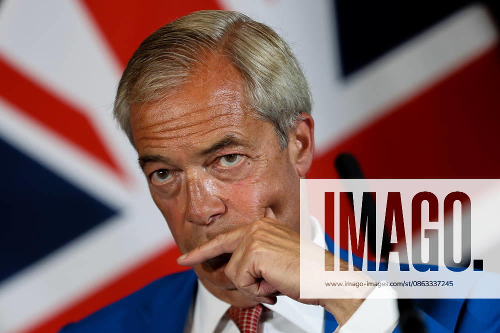 Reform UK launches Operation Fortress in London, UK - 03 Aug 2026 Reform UK leader Nigel Farage during the launch of Operation Fortress at the party s press conference. London United Kingdom