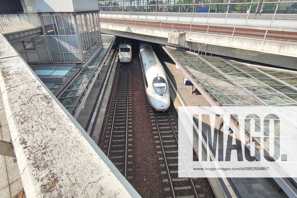 Embassy District Two Deutsche Bahn ICE trains are parked at the platform at Berlin Südkreuz Station