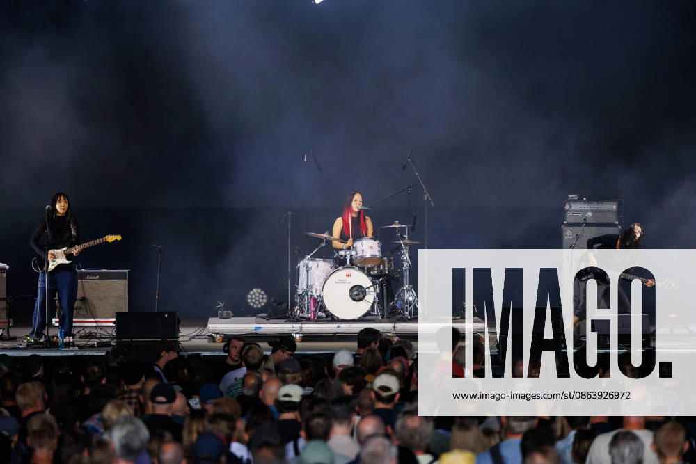 Sailor Honeymoon live at Oyafestivalen 2026 Oslo, Norway. 12th, August 2026. The South Korean punk rock band Sailor Honeymoon performs a live concert during the Norwegian music festival Oyafestivalen 2026 in Oslo. Here drummer and singer Abi Raymaker is seen live on stage wiht bass player Kim Yerim (R) and guitarist Zaeeun Shin (L). Norway, Oslo