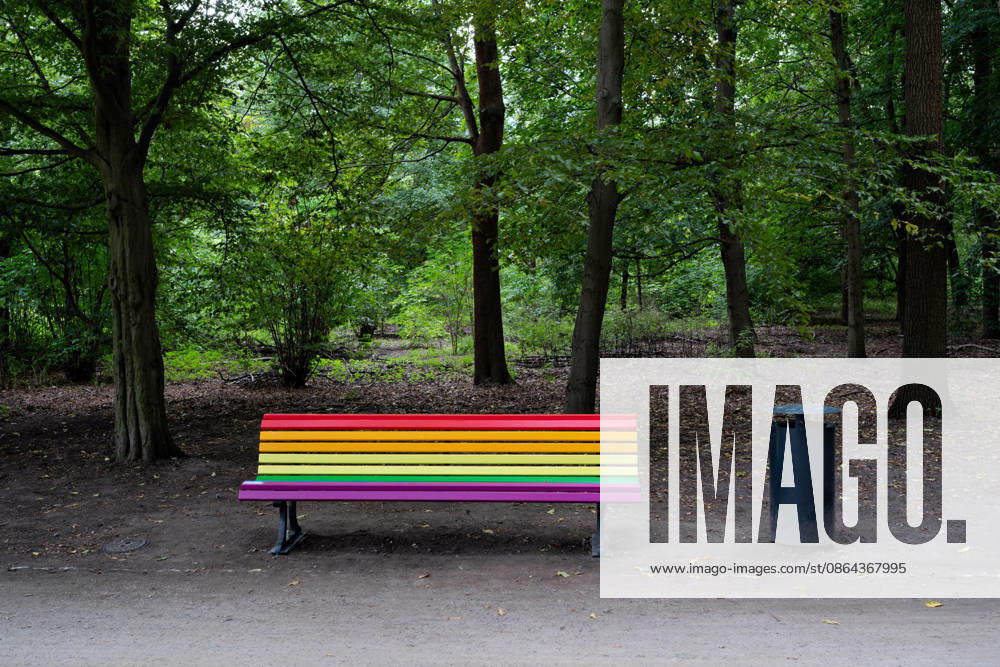 Berlin, August 18, 2026: A maple tree and a rainbow-colored bench serve as a memorial to the Islamic terrorist attack during the CSD on July 25, 2026, in the Tiergarten