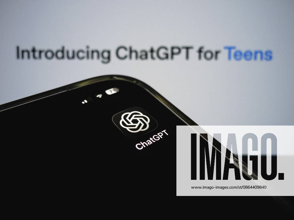 ChatGPT app icon is displayed on a smartphone backdropped by OpenAI s ChatGPT for Teens introduction banner. Taichung Taiwan - ZUMAc217 20260819_zip_c217_002