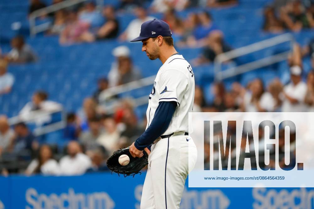 Tampa Bay Rays pitcher Ian Seymour (61) walks back to the mound, after Toronto Blue Jays outfielder Nathan Lukes (38) homers off him during the fifth inning at Tropicana Field on Thursday, Aug. 20, 2026, in St. Petersburg. St. Petersburg USA - ZUMAs70_ 20260820_zan_s70_024
