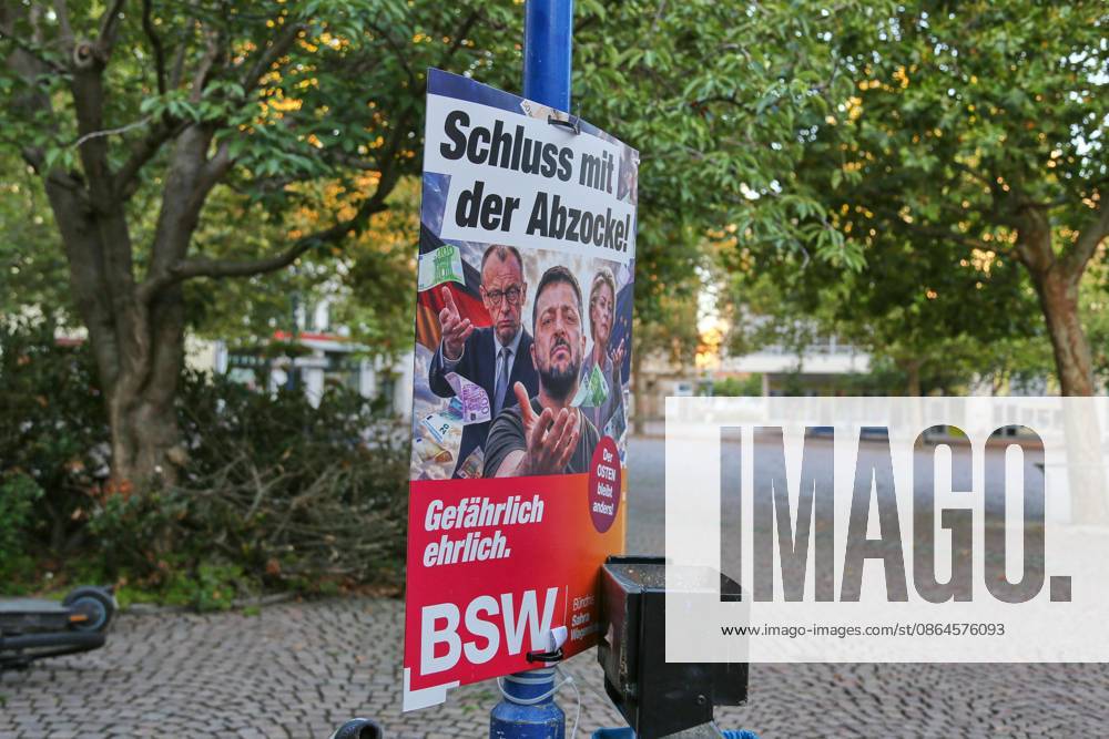 BSW campaign poster for the 2026 state election. The poster features the slogan Stop the Rip-Off as well as Federal Chancellor Friedrich Merz (CDU), Volodymyr Zelenskyy, and Ursula von der Leyen.