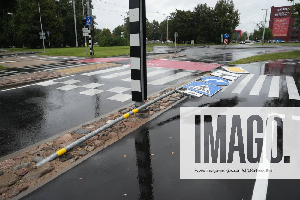 (260823) -- RIGA, Aug. 23, 2026 -- This photo taken on Aug. 23, 2026 shows the aftermath of a powerful storm in Riga, Latvia. A powerful cyclone swept northward across the three Baltic states on Saturday, killing two as strong winds, torrential rain and thunderstorms ravaged Lithuania, Latvia and Estonia. Meteorological data showed Saturday s storm was the most destructive to hit Latvia since January 2005. (Photo by Xinhua) LATVIA-RIGA-STORM-AFTERMATH EdijsxPalens
