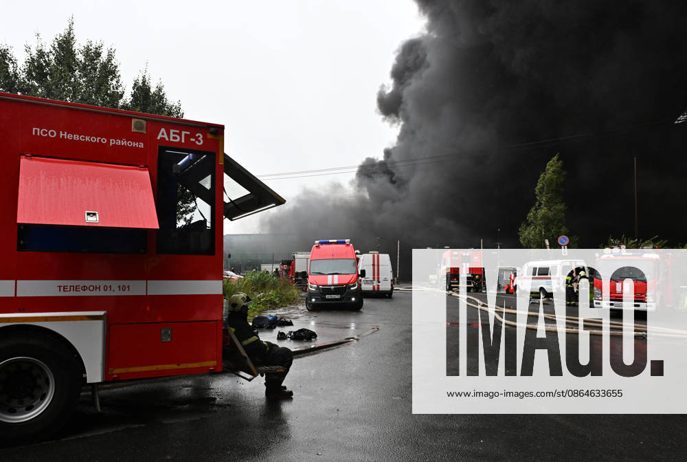 Fire breaks out at logistics center in St. Petersburg ST. PETERSBURG, RUSSIA - AUGUST 23: Firefighters respond to the area where a fire broke out at a logistics center as thick black smoke rises in St. Petersburg, Russia, on August 23, 2026. Boris Smirnov Anadolu Saint Petersburg Russia. Editorial use only. Please get in touch for any other usage.