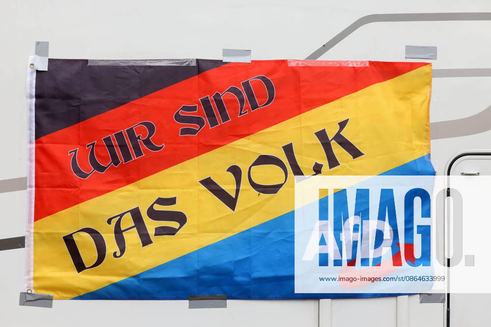 Simson Outing with Ulrich Siegmund: AfD State Election Campaign in Saxony-Anhalt with Lead Candidate Ulrich Siegmund; symbolic image showing the German flag with the AfD logo and the slogan WE ARE THE PEOPLE ; state election campaign, AfD, Simson ride on August 23, 2026, in Quedlinburg, Germany