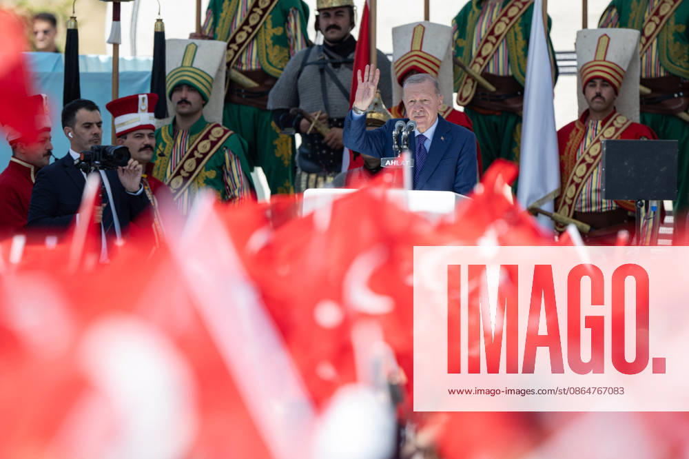 Turkish President Recep Tayyip Erdogan BITLIS, TURKIYE - AUGUST 25: Turkish President Recep Tayyip Erdogan delivers a speech as he attends a ceremony marking the 955th anniversary of the Manzikert (Malazgirt) Victory during the Ahlat Events Area Program at the Recep Tayyip Erdogan Nation s Garden in the Ahlat district of Bitlis, Turkiye, on August 25, 2026. Celal Gunes Anadolu Bitlis Turkey. Editorial use only. Please get in touch for any other usage.
