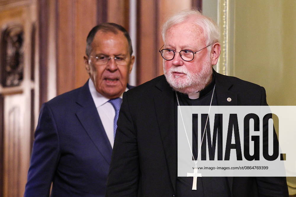 RUSSIA, MOSCOW - AUGUST 25, 2026: Archbishop Paul Richard Gallagher (R), Vatican s Secretary for Relations with States, and Russia s Foreign Minister Sergei Lavrov ahead of a press briefing following their talks at the Reception House of the Russian Foreign Ministry. Sergei Bulkin TASS 96627472