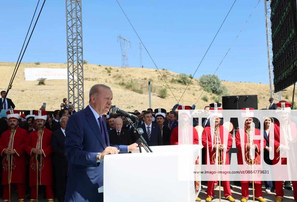 Turkish President Recep Tayyip Erdogan BITLIS, TURKIYE - AUGUST 25: (---- - MANDATORY CREDIT - TURKISH PRESIDENCY MURAT CETINMUHURDAR HANDOUT - NO MARKETING NO ADVERTISING CAMPAIGNS - DISTRIBUTED AS A SERVICE TO CLIENTS----) Turkish President Recep Tayyip Erdogan delivers a speech as he attends a ceremony marking the 955th anniversary of the Manzikert (Malazgirt) Victory during the Ahlat Events Area Program at the Recep Tayyip Erdogan Nation s Garden in the Ahlat district of Bitlis, Turkiye, on August 25, 2026. Tur Presidency Murat Cetinmuhurdar Anadolu Bitlis Turkey. Editorial use only. Please get in touch for any other usage.
