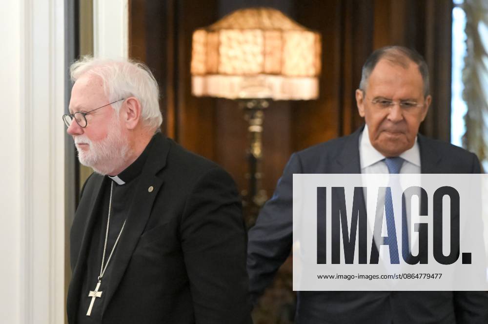 Russia Vatican 9228359 25.08.2026 Russian Foreign Minister Sergey Lavrov and Vatican s Secretary for Relations with States archbishop Paul Richard Gallagher, left, arrive to attend a joint news conference following a meeting in Moscow, Russia. Sergey Guneev Sputnik Moscow Russia