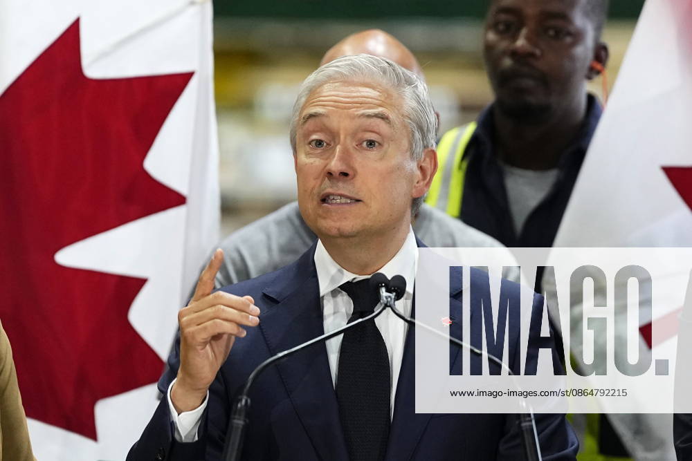 Ottawa, On, CAN: Minister of Finance and National Revenue Francois-Philippe Champagne speaks at a news conference on Canada s response to U.S. tariffs, at a roofing company in Ottawa, on Tuesday, Aug. 25, 2026. Ottawa CAN - ZUMAc35_ 20260825_zaf_c35_011
