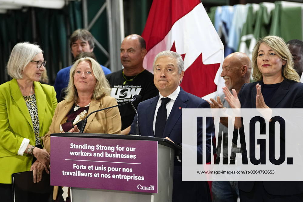 Ottawa, On, CAN: Minister of Finance and National Revenue Francois-Philippe Champagne speaks at a news conference on Canada s response to U.S. tariffs, at a roofing company in Ottawa, on Tuesday, Aug. 25, 2026. Ottawa CAN - ZUMAc35_ 20260825_zaf_c35_013