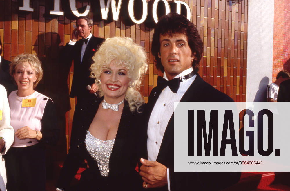 Sylvester Stallone and Dolly Parton at the Rhinestone premiere at the Picwood theater in 1984.