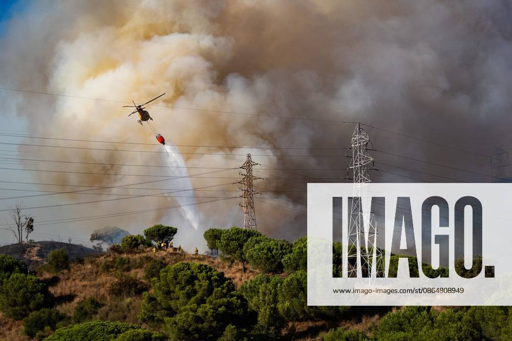 BARCELONA, SPAIN - AUGUST 25, 2026. Firefighters battle a devastating wildfire that has scorched dozens of hectares in Collserola Natural Park, prompting the precautionary evacuation of the Can Masdeu social center and several residential homes in the Torre BaroÂ³ neighborhood. Barcelona Spain - ZUMAq101 20260825_zna_q101_065