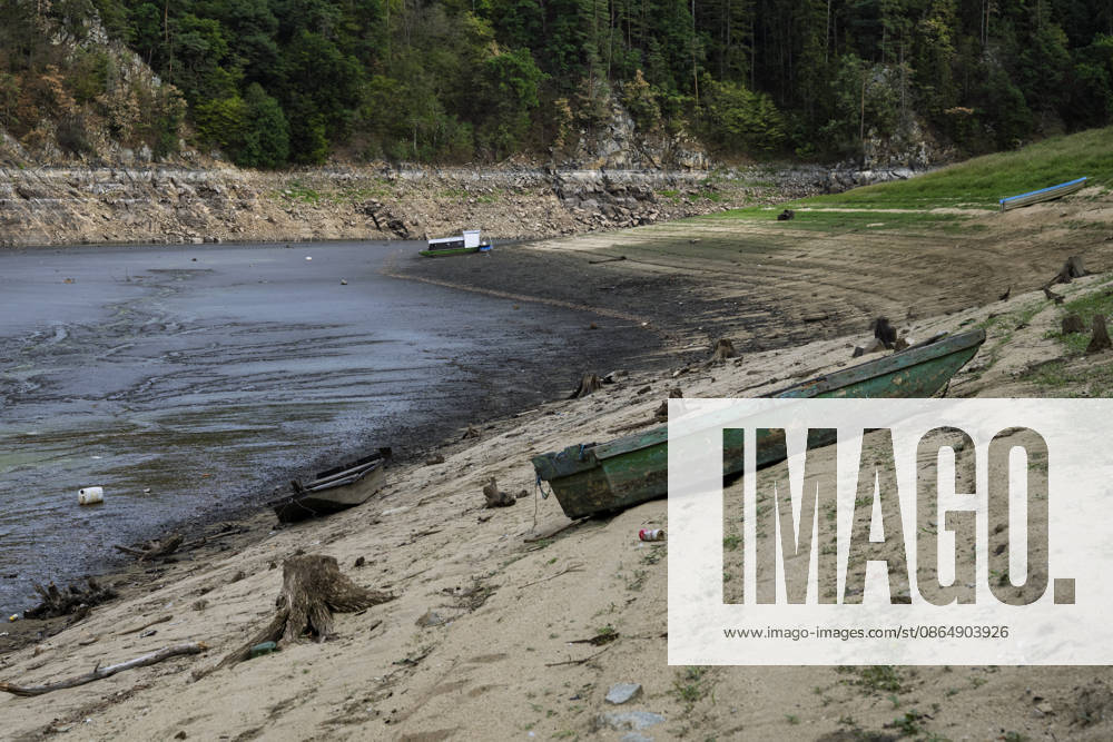 Low water level at the Otava and Lomnice rivers confluence at the Orlik Reservoir, on August 26, 2026, Zvikovske Podhradi, Czech Republic. (CTKxPhoto VaclavxPancer) CTKPhotoP2026082604434 CTKPhotoP2026082604434
