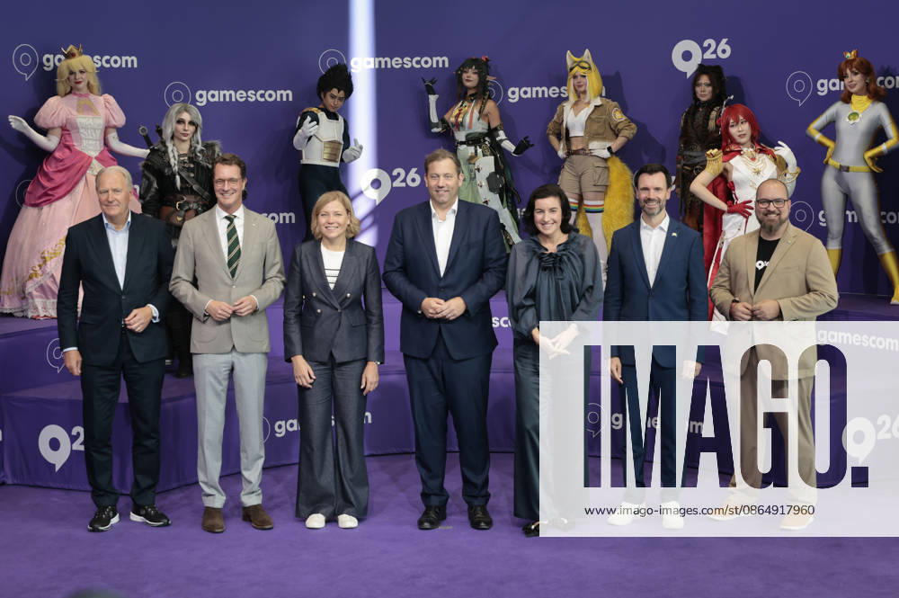 Gerald Böse, Hendrik Wüst, Henna Virkkunen, Lars Klingbeil, Dorothee Bär, Felix Falk, and Lars Janssen at the official opening of Gamescom 2026, the world’s largest video game trade show, at Koelnmesse in Cologne, August 26, 2026 Foto:xR.xSchmiegeltx xFuturexImagex gamescom_6912
