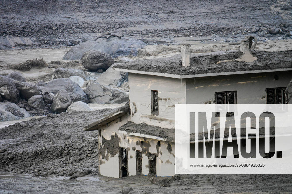 NUWAKOT, NEPAL - AUGUST 26: An aftermath view of flash floods and mudslides along the Trishuli River in Nuwakot, Nepal, on August 26, 2026. A catastrophic flash flood swept through Nepalâ€⠢s northern border region after an ice-and-rock avalanche, reportedly triggered by an earthquake, caused a sudden surge in the Lhende River on the Nepal-China border and sent massive volumes of water, mud and debris downstream into the Bhote Koshi and Trishuli river systems. The disaster devastated settlements in Rasuwa and Nuwakot districts, sweeping away homes, roads, bridges, vehicles and other infrastructure and severely damaging hydropower and power facilities. In Nuwakot, riverside settlements includin - ZUMAs330 20260826_zsp_s330_037
