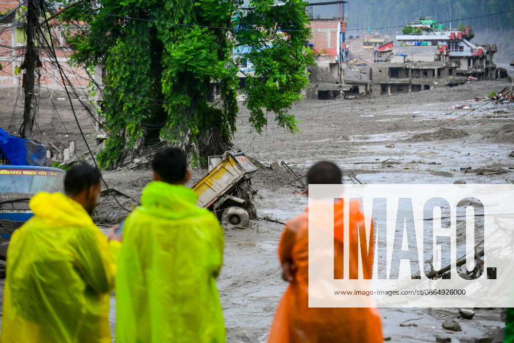 NUWAKOT, NEPAL - AUGUST 26: An aftermath view of flash floods and mudslides along the Trishuli River in Nuwakot, Nepal, on August 26, 2026. A catastrophic flash flood swept through Nepalâ€⠢s northern border region after an ice-and-rock avalanche, reportedly triggered by an earthquake, caused a sudden surge in the Lhende River on the Nepal-China border and sent massive volumes of water, mud and debris downstream into the Bhote Koshi and Trishuli river systems. The disaster devastated settlements in Rasuwa and Nuwakot districts, sweeping away homes, roads, bridges, vehicles and other infrastructure and severely damaging hydropower and power facilities. In Nuwakot, riverside settlements includin - ZUMAs330 20260826_zsp_s330_061