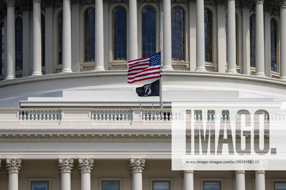 The American flag is lowered to half staff over the U.S. Capitol to honor the late country music singer and philanthropist Dolly Parton in Washington, DC on Wednesday, August 26, 2026. Parton died yesterday at the age of 80 after a brief battle with cancer. WAP20260826340 BONNIExCASH