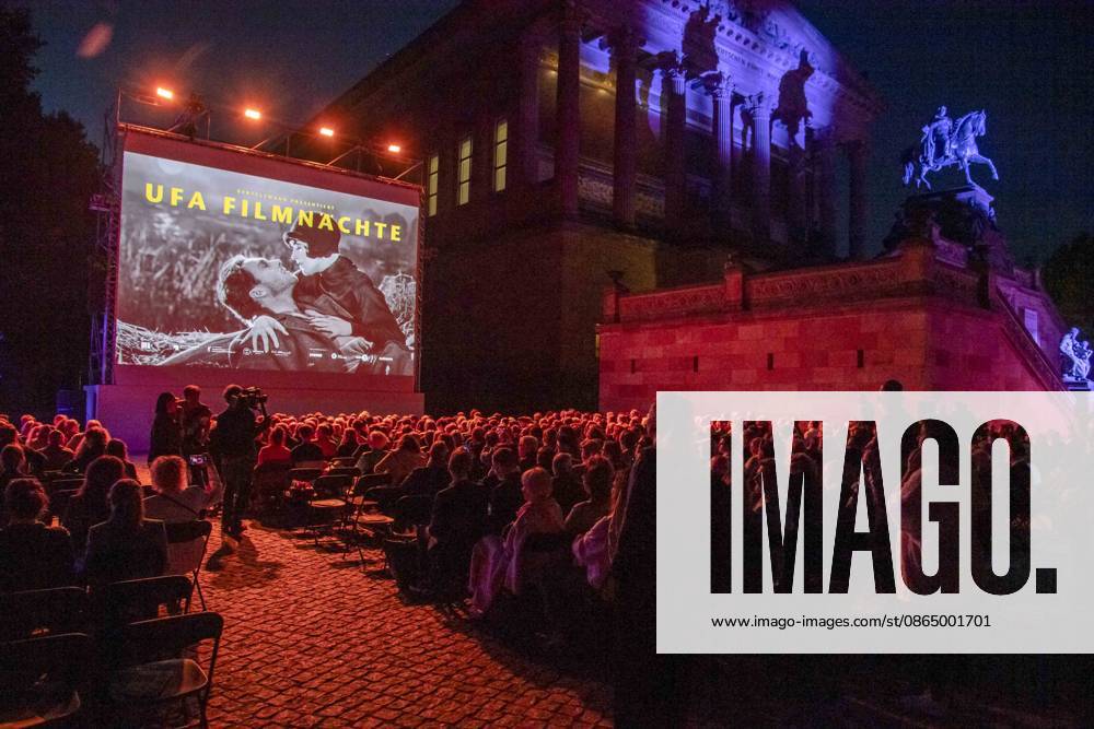 ABB FILM NIGHT Overview with Movie Screen; Guests and Visitors at the Opening Reception for the 2026 UFA Film Nights on the rooftop terrace of Bertelsmann Repraesentanz on August 26, 2026, in Berlin, Germany